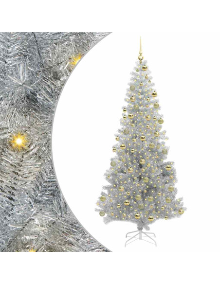 Albero di Natale con 300 LED con supporto Argento 180 cm PET