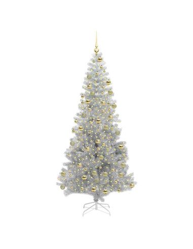 Albero di Natale con 300 LED con supporto Argento 180 cm PET