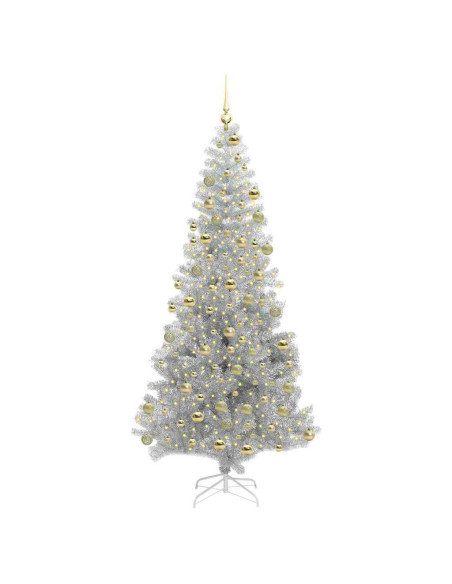 Albero di Natale con 300 LED con supporto Argento 180 cm PET