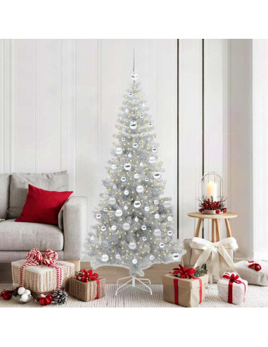 Albero di Natale con 300 LED con supporto Argento 180 cm PET