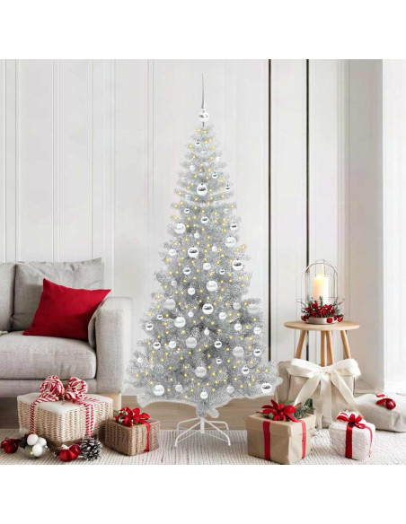 Albero di Natale con 300 LED con supporto Argento 180 cm PET