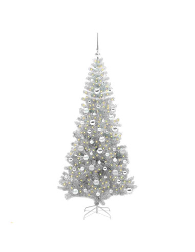 Albero di Natale con 300 LED con supporto Argento 180 cm PET