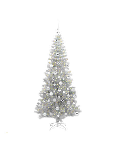 Albero di Natale con 300 LED con supporto Argento 180 cm PET
