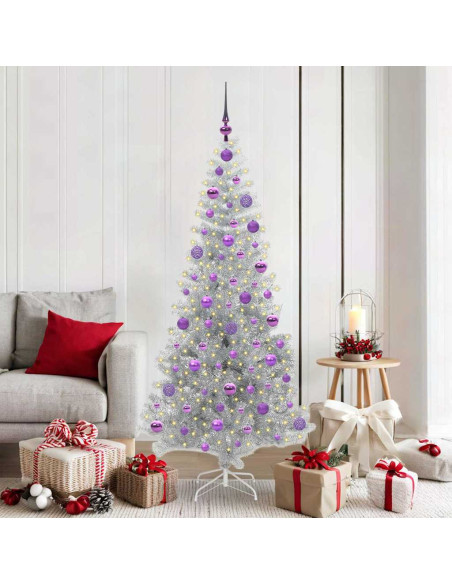 Albero di Natale con 300 LED con supporto Argento 180 cm PET