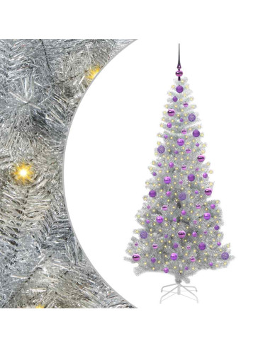 Albero di Natale con 300 LED con supporto Argento 180 cm PET