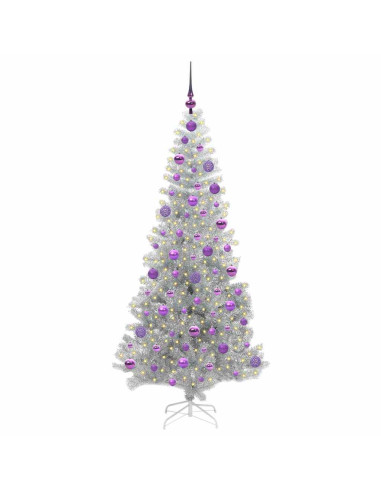 Albero di Natale con 300 LED con supporto Argento 180 cm PET