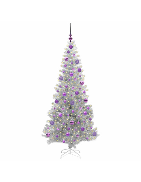Albero di Natale con 300 LED con supporto Argento 180 cm PET