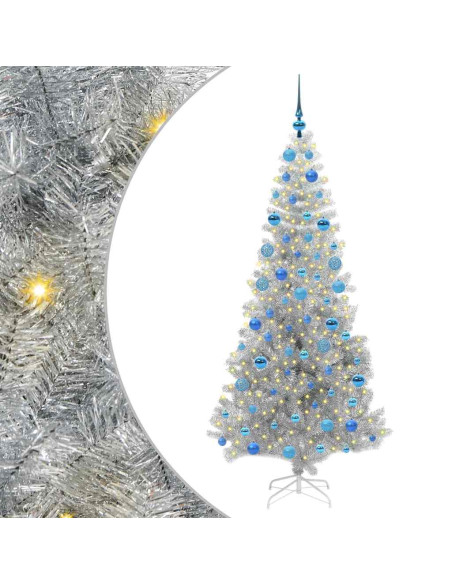 Albero di Natale con 300 LED con supporto Argento 180 cm PET