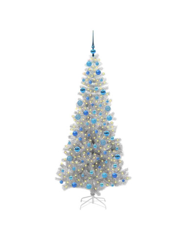 Albero di Natale con 300 LED con supporto Argento 180 cm PET