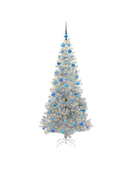 Albero di Natale con 300 LED con supporto Argento 180 cm PET
