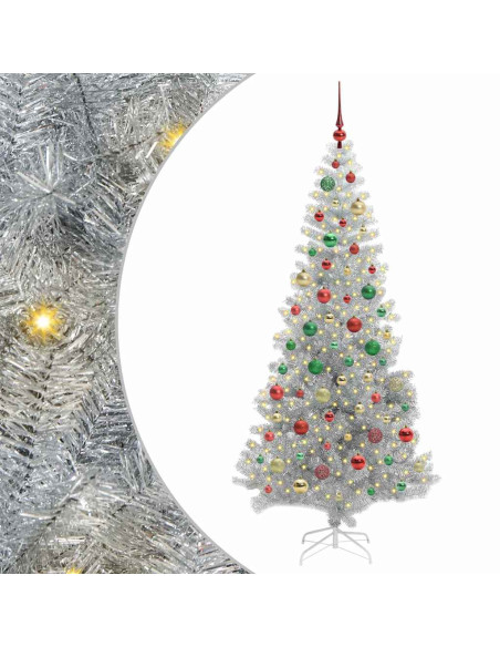 Albero di Natale con 300 LED con supporto Argento 180 cm PET