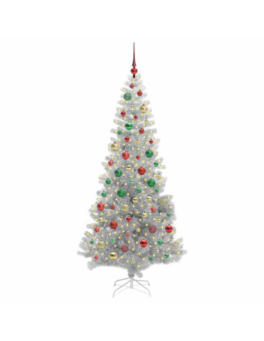 Albero di Natale con 300 LED con supporto Argento 180 cm PET