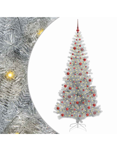Albero di Natale con 300 LED con supporto Argento 210 cm PET