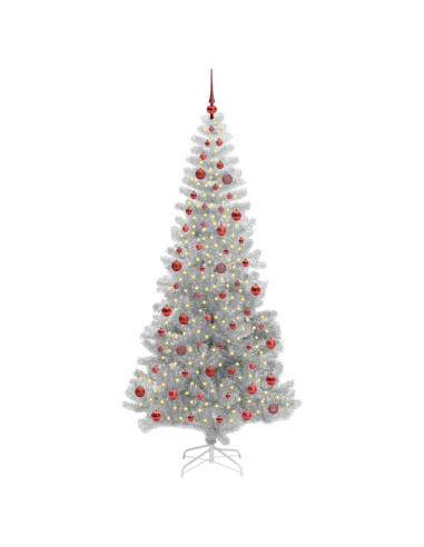 Albero di Natale con 300 LED con supporto Argento 210 cm PET