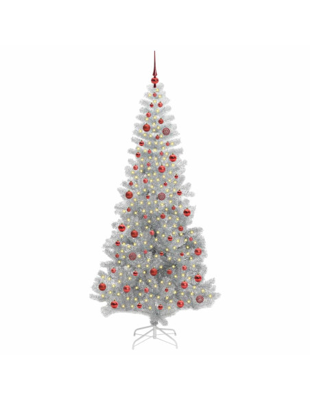 Albero di Natale con 300 LED con supporto Argento 210 cm PET