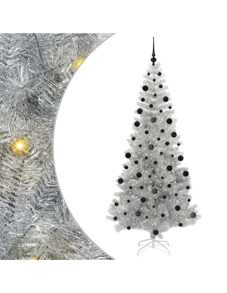 Albero di Natale con 300 LED con supporto Argento 210 cm PET