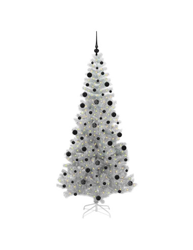 Albero di Natale con 300 LED con supporto Argento 210 cm PET