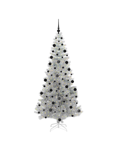 Albero di Natale con 300 LED con supporto Argento 210 cm PET