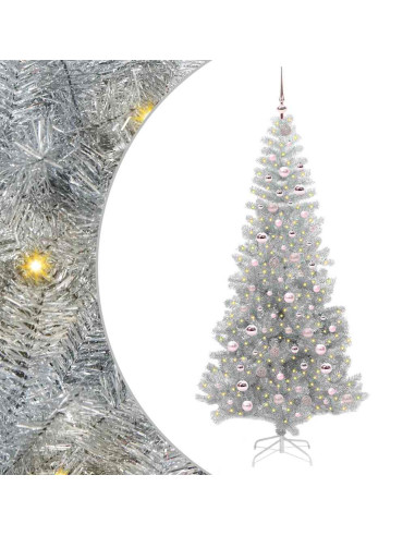 Albero di Natale con 300 LED con supporto Argento 210 cm PET