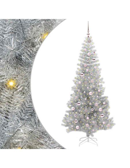 Albero di Natale con 300 LED con supporto Argento 210 cm PET