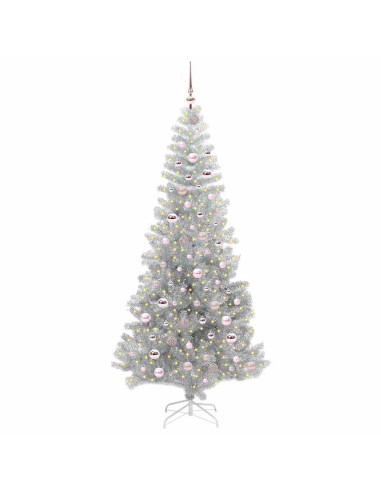 Albero di Natale con 300 LED con supporto Argento 210 cm PET