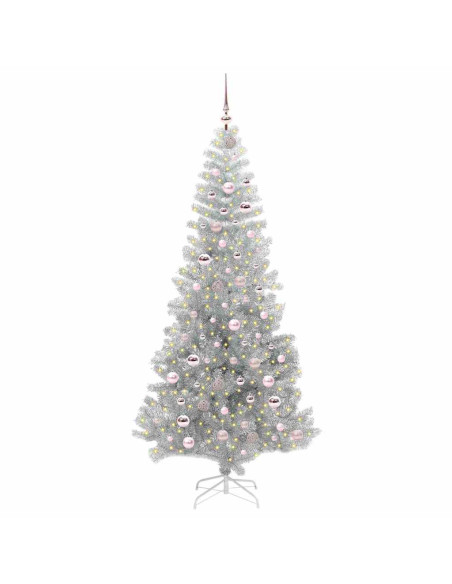 Albero di Natale con 300 LED con supporto Argento 210 cm PET