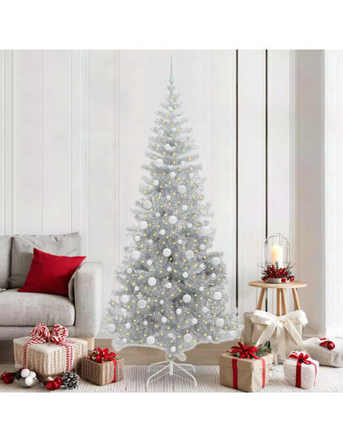 Albero di Natale con 300 LED con supporto Argento 210 cm PET