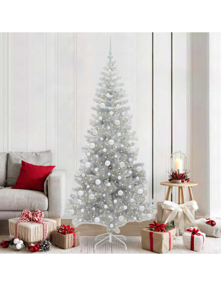 Albero di Natale con 300 LED con supporto Argento 210 cm PET