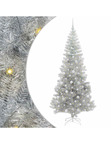 Albero di Natale con 300 LED con supporto Argento 210 cm PET
