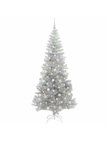 Albero di Natale con 300 LED con supporto Argento 210 cm PET