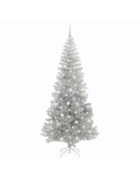 Albero di Natale con 300 LED con supporto Argento 210 cm PET