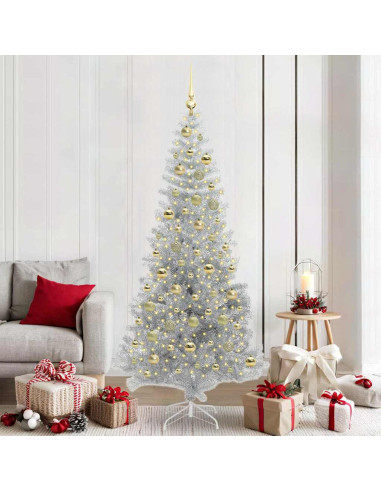 Albero di Natale con 300 LED con supporto Argento 210 cm PET
