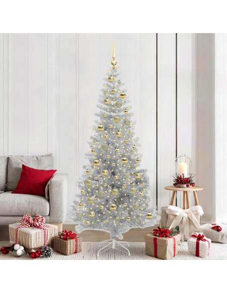 Albero di Natale con 300 LED con supporto Argento 210 cm PET