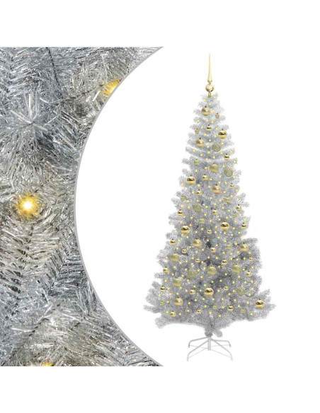 Albero di Natale con 300 LED con supporto Argento 210 cm PET