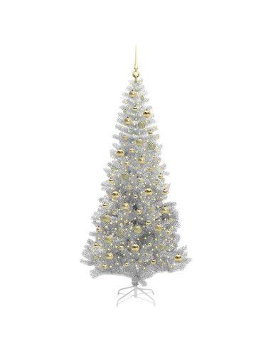 Albero di Natale con 300 LED con supporto Argento 210 cm PET