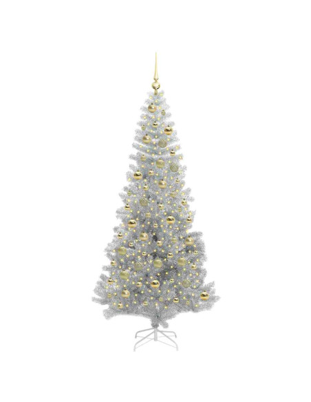 Albero di Natale con 300 LED con supporto Argento 210 cm PET
