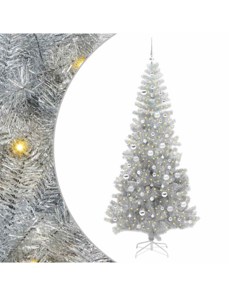 Albero di Natale con 300 LED con supporto Argento 210 cm PET