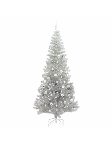 Albero di Natale con 300 LED con supporto Argento 210 cm PET