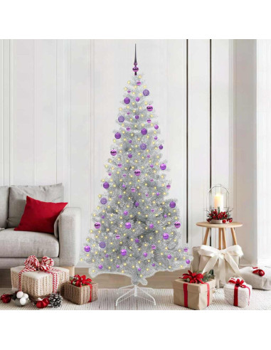 Albero di Natale con 300 LED con supporto Argento 210 cm PET