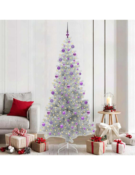 Albero di Natale con 300 LED con supporto Argento 210 cm PET