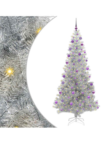 Albero di Natale con 300 LED con supporto Argento 210 cm PET