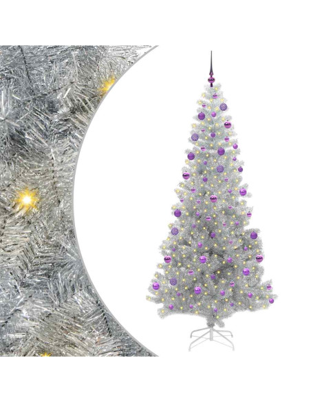 Albero di Natale con 300 LED con supporto Argento 210 cm PET