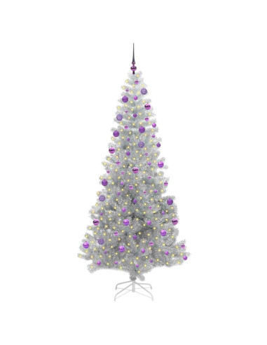 Albero di Natale con 300 LED con supporto Argento 210 cm PET