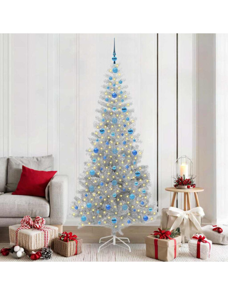 Albero di Natale con 300 LED con supporto Argento 210 cm PET
