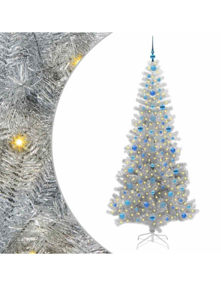 Albero di Natale con 300 LED con supporto Argento 210 cm PET