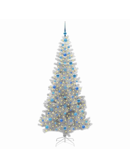 Albero di Natale con 300 LED con supporto Argento 210 cm PET