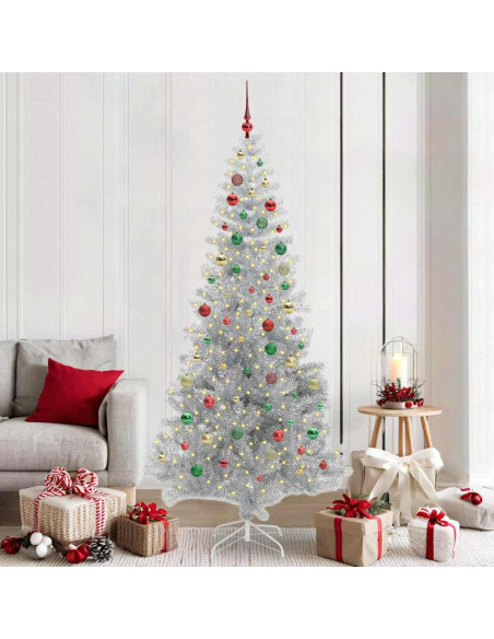 Albero di Natale con 300 LED con supporto Argento 210 cm PET