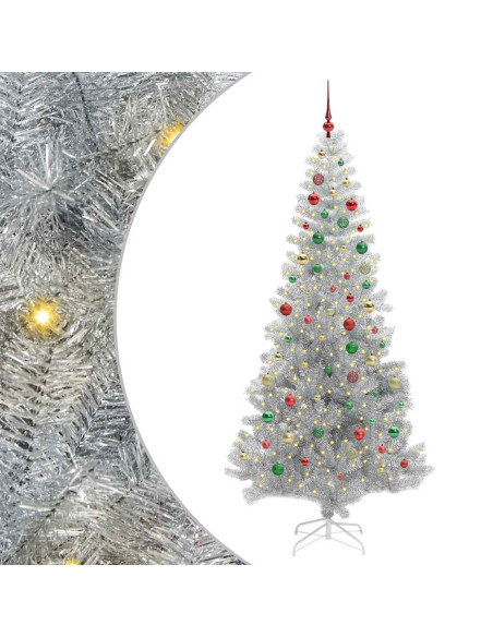 Albero di Natale con 300 LED con supporto Argento 210 cm PET