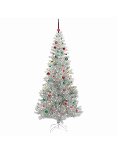 Albero di Natale con 300 LED con supporto Argento 210 cm PET