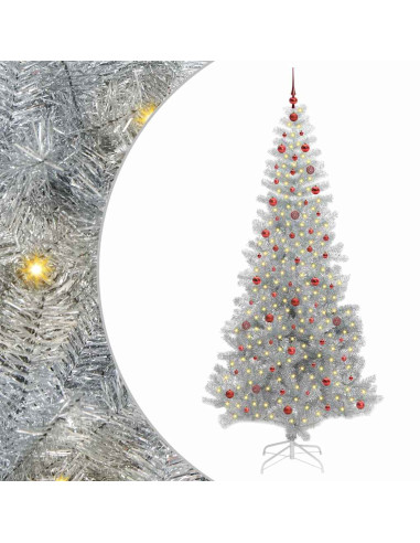 Albero di Natale con 300 LED con supporto Argento 240 cm PET